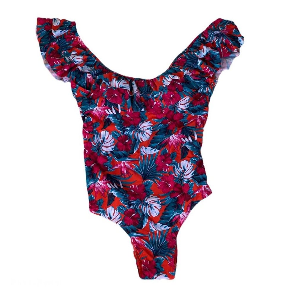 Tart collections peyton printed ruffle trim one piece swimsuit